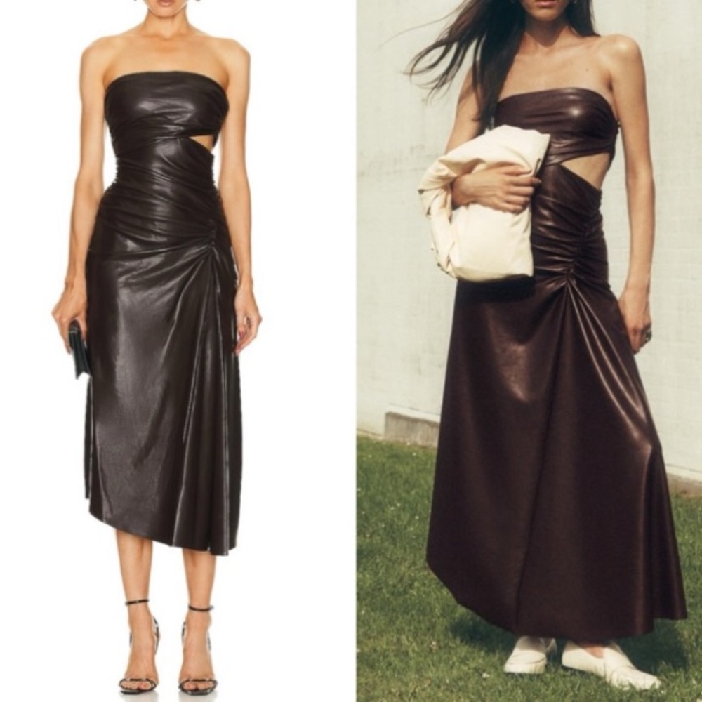 A.L.C. Elegant Faux Vegan Leather Andie Dress 0 - Picture 11 of 12